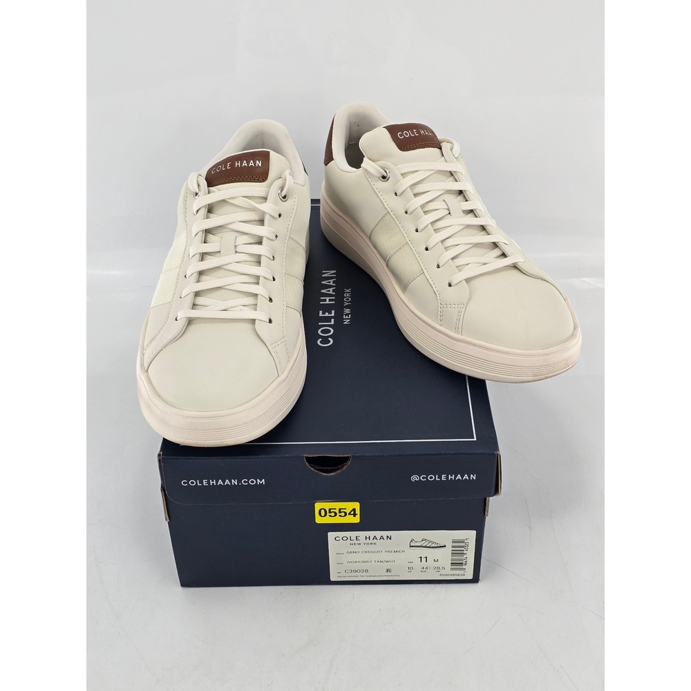 Cole Haan Grand Crosscourt Premier Mens 11 Ivory Tan Sneakers C39028 - Excellent